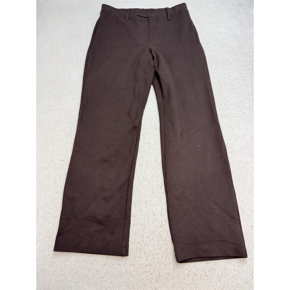 Quince Dress Pants Womens Medium Brown Ultra Stretch Ponte Straight Leg Pull On